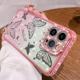 thumbnail image 1 of Magnetic for iPhone 14 Case 6.1", Cute Butterfly Pattern, Glitter Bling Diamond Edge Sparkly Cover Screen Protector Gradient Phone Case Camera Protection for Girls Women -Pink, 1 of 11