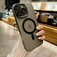 thumbnail image 1 of Magnetic for iPhone 14 Case, [Built-in Camera Cover Bracket] [Camera Lens Protector] [Military-Grade Protection] Slim Translucent Anti-Yellow Phone Case for iPhone 14, Gray, 1 of 9