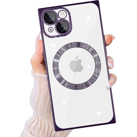 Magnetic for iPhone 14 Case Clear Compatible with Magsafe [Non-Yellowing & Camera Lens Protector] Slim Thin Shockproof Protective Phone Case for iPhone 14 Purple