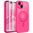 thumbnail image 1 of Magnetic for iPhone 14 Case, [Compatible with MagSafe] [Full Camera Protection] [14FT Drop Protection] Shockproof Protective Slim Translucent Matte Phone Case for iPhone 14, Hot Pink, 1 of 15