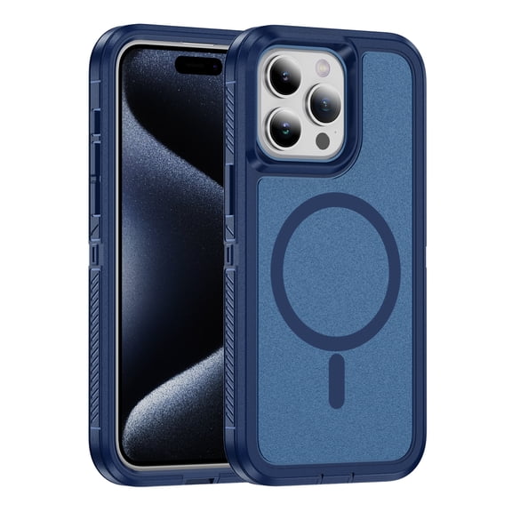 Magnetic for iPhone 14 Case,Compatible with MagSafe,Military Grade Dropproof Translucent Matte Hard Back Soft Edge Anti-Fingerprint Protective Case for iPhone 14,Blue