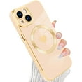 thumbnail image 1 of Magnetic for iPhone 14 Case [Compatible with Magsafe] Cute Love Luxury Plating Edge Bumper Case with Full Camera Lens Case for iPhone 14 Phone Case, Pink (6.1"), 1 of 12