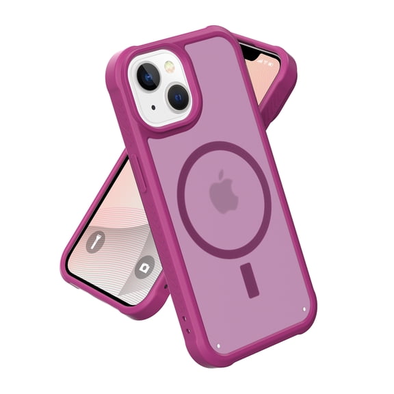 Magnetic for iPhone 14 Case [Compatible with Magsafe] Translucent Matte Slim Thin Shockproof Anti-Yellow Women Men Protective Rugged Hybrid Phone Cover For iPhone 14,Rose