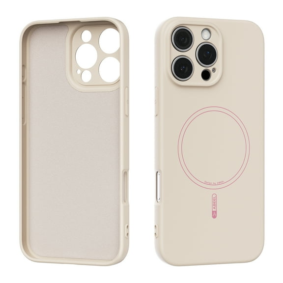 Magnetic for iPhone 14 Case, [Full Camera Protection] [Anti-Scratch Microfiber Lining] Drop Resistant Bumper Soft Silicone Phone Cover for iPhone 14 Compatible with Mag-Safe, Beige