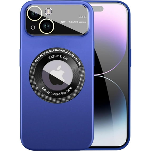 Magnetic iPhone 14 Case - Full Camera Protection, Compatible with MagSafe (6.1 inches), Navy Blue