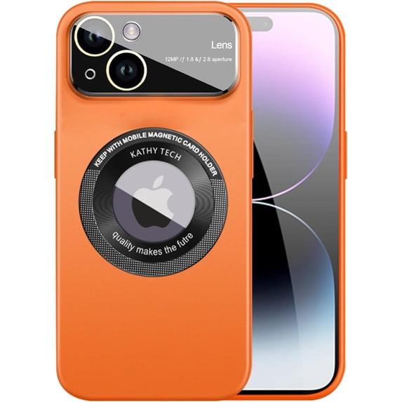 Magnetic iPhone 14 Case - Full Camera Protection, Compatible with MagSafe (6.1 inches), Orange