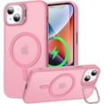 thumbnail image 1 of Magnetic for iPhone 14 Case with Screen Protector, Built-in Metal Camera Kickstand,[Compatible with Magsafe] [Wireless Charging] Matte Protective Phone Cover 6.1" for Women, Girls - Pink, 1 of 14