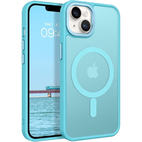 Magnetic for iPhone 14 Plus Case, [Compatible with MagSafe] Translucent Matte Frosted Slim Lightweight Shockproof Women Men Girl Protective Cover Case for iPhone 14 Plus 6.7",Teal Blue