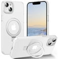 thumbnail image 1 of Magnetic for iPhone 14 Plus Case with Ring Stand, [10 FT Drop Protection] [Velvety Touch] Slim Translucent Matte Back Shockproof Phone Case for iPhone 14 Plus 6.7'', White, 1 of 14