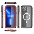 thumbnail image 1 of Magnetic for iPhone 14 Plus Case Waterproof,Built-in Screen Protector[IP68 Underwater][Upgrade Military Dropproof][Compatible with Mag Safe] Full Body Shockproof Translucent Case,Red, 1 of 12