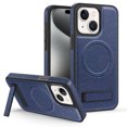 thumbnail image 1 of Magnetic for iPhone 14 Plus Premium PU Leather Case,Built-in Invisible Stand [Compatible with Magsafe] Protective Slim Kickstand Phone Cover Compatible with iPhone 14 Plus, Blue, 1 of 10