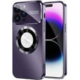 thumbnail image 1 of Magnetic for iPhone 14 Pro Case, Compatible with MagSafe, Built-in Camera Lens Protector, Logo View, Military Grade Drop Proof Phone Case Cover, Purple, 1 of 14