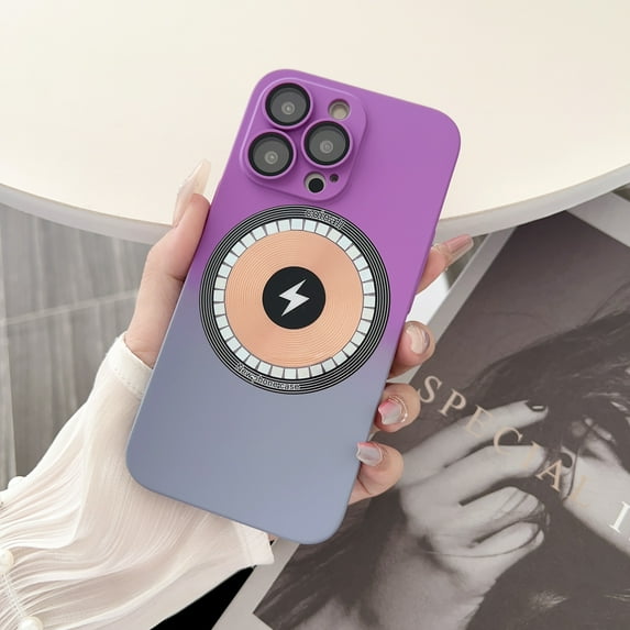 Magnetic iPhone 14 Pro Case [Compatible with MagSafe], Cute Gradient Color Case for Women & Men, Soft TPU Shockproof with Camera Lens Protector Case for iPhone 14 Pro, Purple+Gray