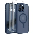 thumbnail image 1 of Magnetic for iPhone 14 Pro Case, [Compatible with MagSafe] [Full Camera Protection] Shockproof Protective Slim Translucent Matte Phone Case for iPhone 14 Pro 6.1'', Navy Blue, 1 of 14