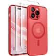 thumbnail image 1 of Magnetic for iPhone 14 Pro Case, [Compatible with MagSafe] [Full Camera Protection] Shockproof Protective Slim Translucent Matte Phone Case for iPhone 14 Pro 6.1'', Watermelon Red, 1 of 14