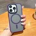 thumbnail image 1 of Magnetic for iPhone 14 Pro Case, [Compatible with MagSafe] Shockproof Wireless Charging Soft TPU Phone Bumper Cover Anti-Scratch Clear Hard PC Back for iPhone 14 Pro, Darkpurple, 1 of 9