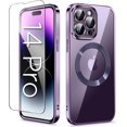 thumbnail image 1 of Magnetic iPhone 14 Pro Case, Full Camera Cover Protection [Compatible with Magsafe] [Non-Yellowing] Shockproof Electroplate with Screen Protector for Women Cover 6.1" - Purple, 1 of 13