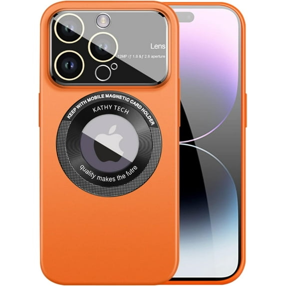 Magnetic iPhone 14 Pro Case - Full Camera Protection, Compatible with MagSafe (6.1 inches), Orange