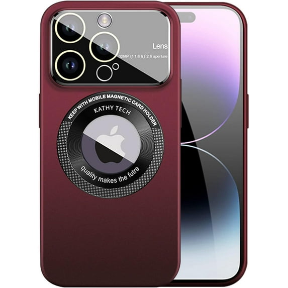 Magnetic iPhone 14 Pro Case - Full Camera Protection, Compatible with MagSafe (6.1 inches), Red Wine