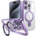 thumbnail image 1 of Magnetic for iPhone 14 Pro Case Magsafe Clear with Invisible Stand Kickstand Camera Protector Plating 10FT Shockproof Soft Rubber Protective Phone Case (Dark Purple), 1 of 12