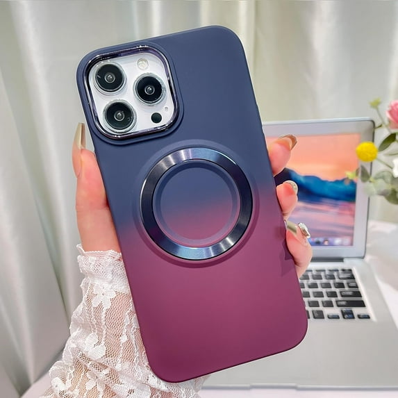 Magnetic for iPhone 14 Pro Max Case 6.7", Large Viewport Design, Built-in Luxury Camera Lens Protector Wide Lens Cover Screen Protector Gradient Phone Case with Magsafe Girls Women -Purple