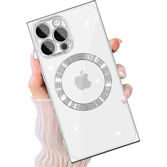Magnetic for iPhone 14 Pro Max Case Clear Compatible with Magsafe [Non-Yellowing & Camera Lens Protector] Slim Thin Shockproof Protective Phone Case for iPhone 14 Pro Max Silver