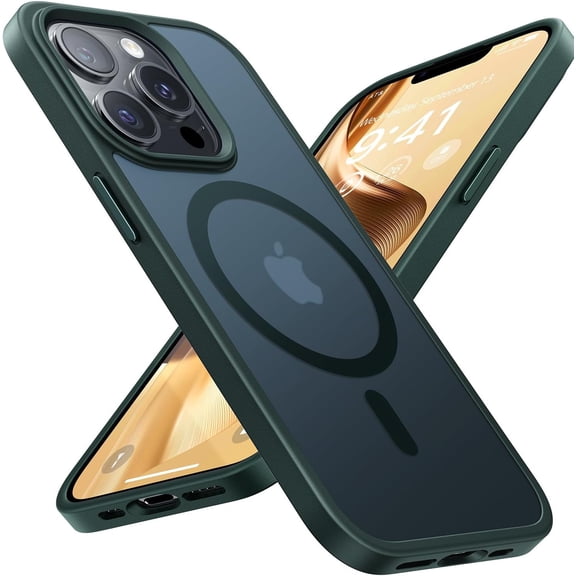 Magnetic for iPhone 14 Pro Max Case Compatible with MagSafe, [16FT Drop Protection] Shockproof 14 ProMax Phone Case for MagSafe Wallet, Magnetic Car Holder, Magnetic Charger, Alpine Green