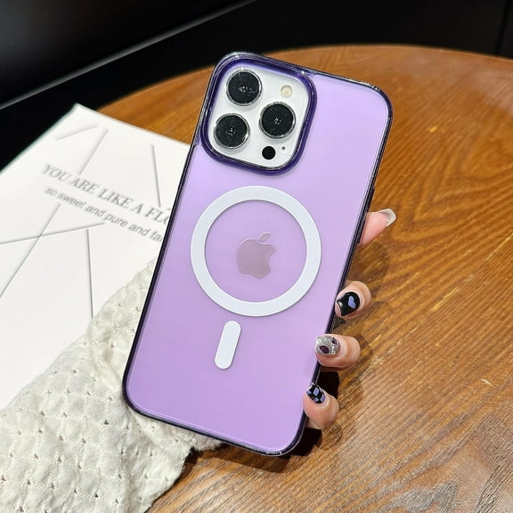 Magnetic for iPhone 14 Pro Max Case [Compatible with MagSafe] [Military Grade Drop Protection] Shockproof Matte Translucent Slim Protective Cover for iPhone 14 Pro Max 6.7 Inch (Purple)