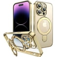 thumbnail image 1 of Magnetic for iPhone 14 Pro Max Case Magsafe Clear with Invisible Stand Kickstand Camera Protector Plating 10FT Shockproof Soft Rubber Protective Phone Case (Gold), 1 of 7