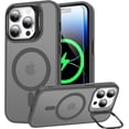 thumbnail image 1 of Magnetic for iPhone 14 Pro Max Case with Screen Protector, Built-in Metal Camera Kickstand,[Compatible with Magsafe] [Wireless Charging] Matte Protective Phone Cover for Men Women Girls - Grey, 1 of 14