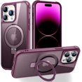 thumbnail image 1 of Magnetic for iPhone 14 Pro Max Case with Stand [Military Grade Drop Tested][Compatible with Magnet] Ring Translucent Slim Hard Back Soft Edge, Wine Red, 1 of 12