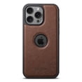 thumbnail image 1 of Magnetic for iPhone 14 Pro Max PU Leather Case, [Compatible with Mag-Safe & Support Magnetic Car Mount] Protective Slim Phone Cover for iPhone 14 Pro Max Logo Hollow Design Case, Brown, 1 of 8