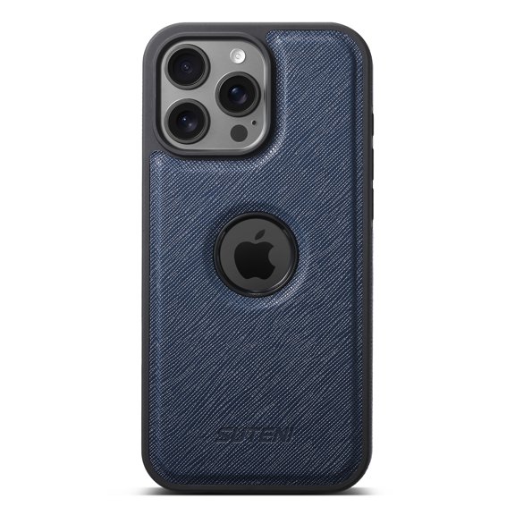 Magnetic for iPhone 14 Pro Max PU Leather Case, [Compatible with Mag-Safe & Support Magnetic Car Mount] Protective Slim Phone Cover for iPhone 14 Pro Max Logo Hollow Design Case, Blue