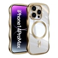 thumbnail image 1 of Magnetic For iPhone 14 Pro Max Phone Case,Cute Wavy Frame,Compatible with Mag-safe,Ultra Slim Shockproof Anti-fall Protection,Rugged Durable Electroplated Bumper Thin Phone Case,Gold, 1 of 6