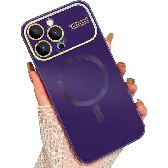 Magnetic for iPhone 14 Pro Max Phone Case with MaSafe Full Camera Lens Protector, Military Grade Scratch-Resistant Matte Slim Case for iPhone 14 Pro Max Phone Case 6.7"- Purple