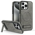 thumbnail image 1 of Magnetic for iPhone 14 Pro Max Premium PU Leather Case,Built-in Invisible Stand [Compatible with Magsafe] Protective Slim Kickstand Phone Cover Compatible with iPhone 14 Pro Max, Gray, 1 of 10