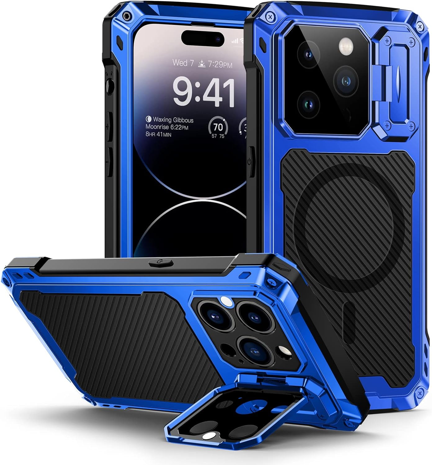 for iPhone 14 Pro Metal Case, [Builtin Camera Kickstand