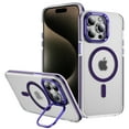 thumbnail image 1 of Magnetic for iPhone 14 / iPhone 13 Case with Camera Cover Kickstand, [Compatible with MagSafe] Transparent Matte Ultra Slim Anti-Scratch Luxury Phone Case Cover for iPhone 14 / iPhone 13, Purple, 1 of 8