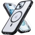 thumbnail image 1 of Magnetic for iPhone 15 Case with 2 Glass Screen Protectors, Compatible with Magsafe, Military-Grade Protection, Hard Protective Cover Shockproof Phone Case for iPhone 15, 6.1 inch, Matte Clear, 1 of 14
