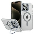 thumbnail image 1 of Magnetic for iPhone 15 Case with Camera Cover Kickstand, [Compatible with MagSafe] Transparent Matte Ultra Slim Anti-Scratch Luxury Phone Case Cover for iPhone 15, Gray, 1 of 8