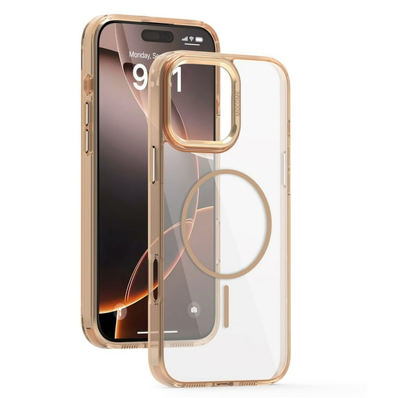 Magnetic for iPhone 15 Case [Compatible with MagSafe] [Strong Magnetic] Drop Protective Transparent Anti-Scratch Anti-Yellowing Matte PC Back Slim Case for iPhone 15, Desertgold