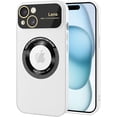 thumbnail image 1 of Magnetic for iPhone 15 Case Compatible with Magsafe [Glass Lens Camera Protector] Shockproof Hard PC Matte Back Protective Soft TPU Edge Phone Cases for iPhone 15 White, 1 of 7