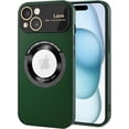 thumbnail image 1 of Magnetic for iPhone 15 Case Compatible with Magsafe [Glass Lens Camera Protector] Shockproof Hard PC Matte Back Protective Soft TPU Edge Phone Cases for iPhone 15 Dark Green, 1 of 14