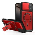 thumbnail image 1 of Magnetic For iPhone 15 Case Rugged, [Built in Hidden Kickstand] [Compatible with Magsafe] [Military Drop Protection] Camera Lens Cover Shockproof Heavy Duty Phone Case,Red, 1 of 10