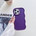 thumbnail image 1 of Magnetic for iPhone 15 Case for Women Girls, [Compatible with Mag-Safe] Cute Curly Wave Frame Shape Slim Translucent Matte Design Shockproof Anti-fall Bumper Protective Cover,Purple, 1 of 7