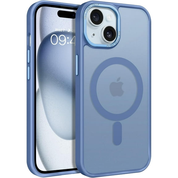 Magnetic for iPhone 15 Case, iPhone 15 Phone Case, [Compatible with Magsafe] Slim Fit Shockproof Translucent Matte Protective Women Men Girls Boys Phone Cases Cover for iPhone 15 6.1", Blue