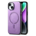 thumbnail image 1 of Magnetic for iPhone 15 PU Leather Case, [Compatible with Mag-Safe] Slim Shockproof Protective Phone Cove Support Car Mount Holder for iPhone 15, Purple, 1 of 11