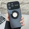 thumbnail image 1 of Magnetic for iPhone 15 Plus Case, Compatible with MagSafe, Camera Lens Protection, Logo View, Ultra Slim Military Grade Drop Proof Glossy Hard PC Phone Case Cover for iPhone 15 Plus, Black, 1 of 8