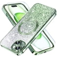 thumbnail image 1 of Magnetic for iPhone 15 Plus Case Compatible with MagSafe [Military Grade Drop Protection] Full Camera Lens Protector Luxury Gradual Glitter Plating Soft Phone Case for Women Girls, Deep Green, 1 of 14