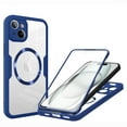 thumbnail image 1 of Magnetic for iPhone 15 Plus Case, [Non-Yellowing Clear] Cover Compatible with MagSafe, Built-in Screen Protector & Support Car Mount Holder & Upgraded Camera Protection Shockproof Case, Blue, 1 of 8